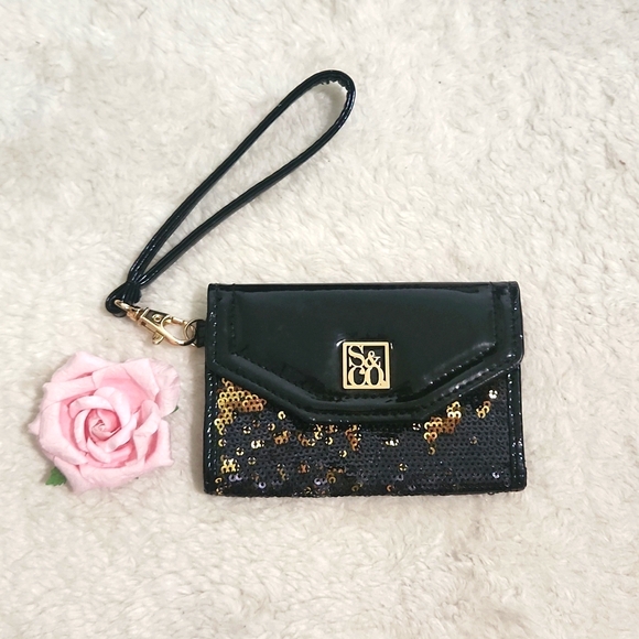 Style & Co. Handbags - Style & Co. Black & Gold Sequins Wristlet